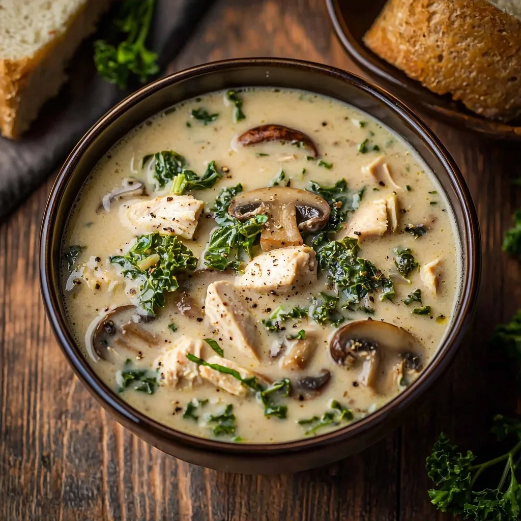 Creamy Mushroom Kale Turkey Soup