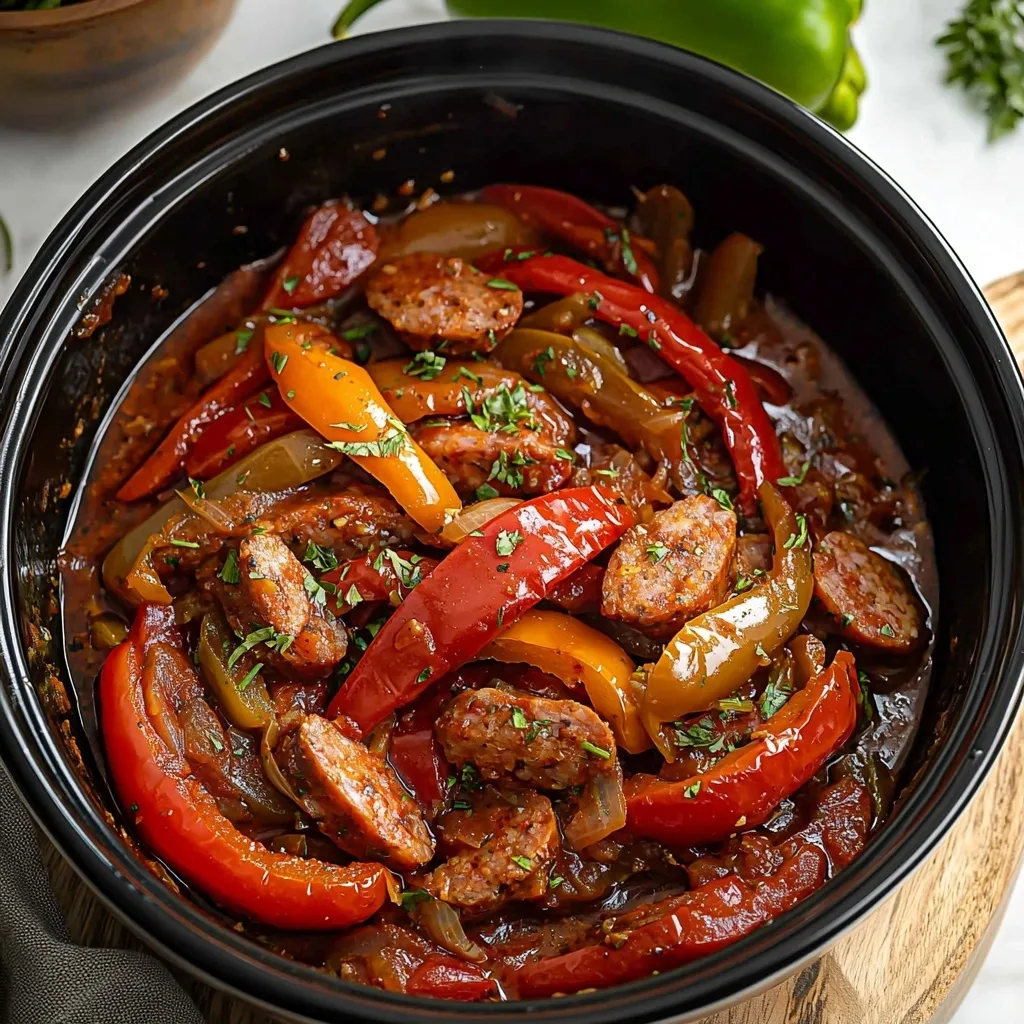 Slow Cooker Peppers and Sausage