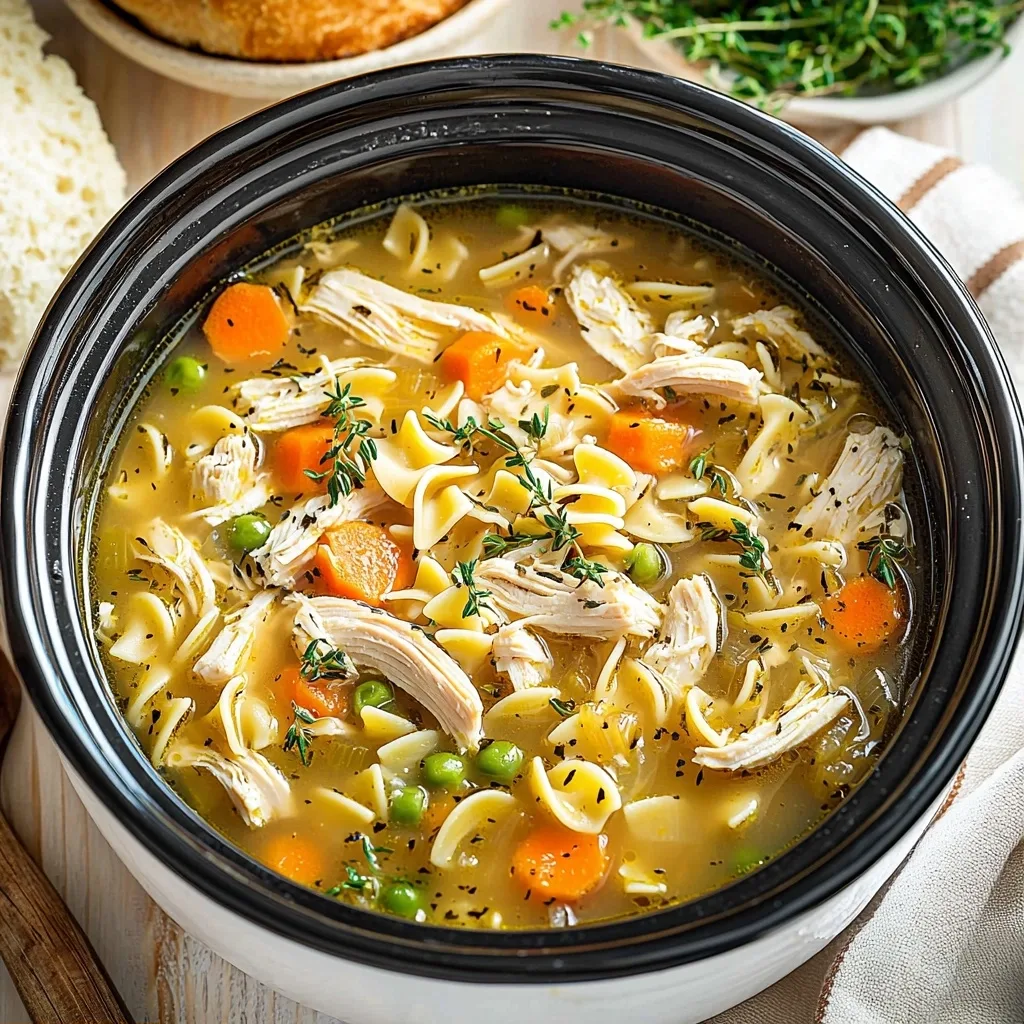 Easy Homemade Crockpot Chicken Noodle Soup Recipe