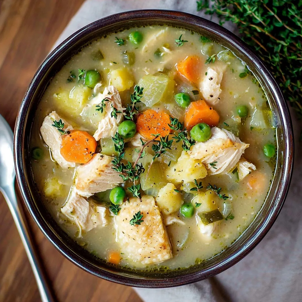 Creamy Whole30 Chicken Pot Pie Soup