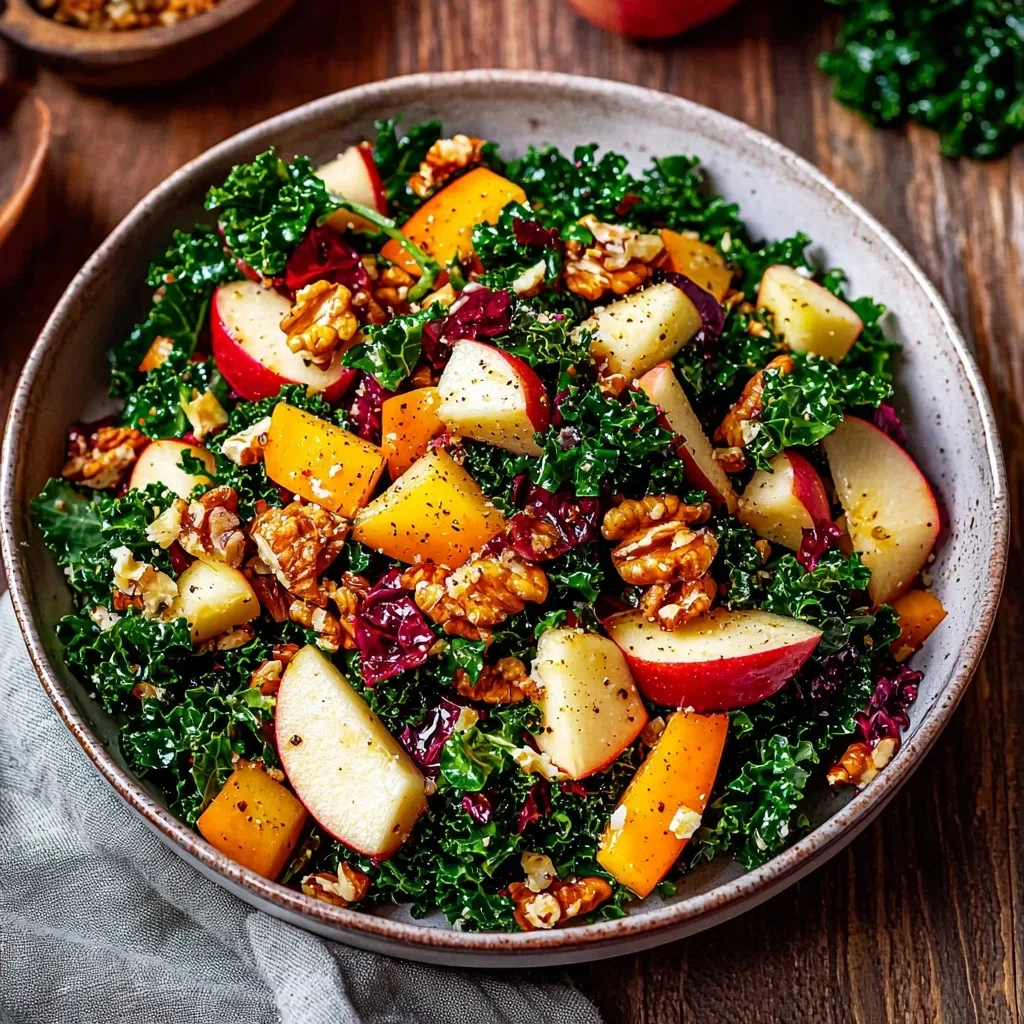 Vegan Fall Harvest Salad with Apples and Kale