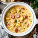 Slow Cooker Cheesy Potato Kielbasa Soup