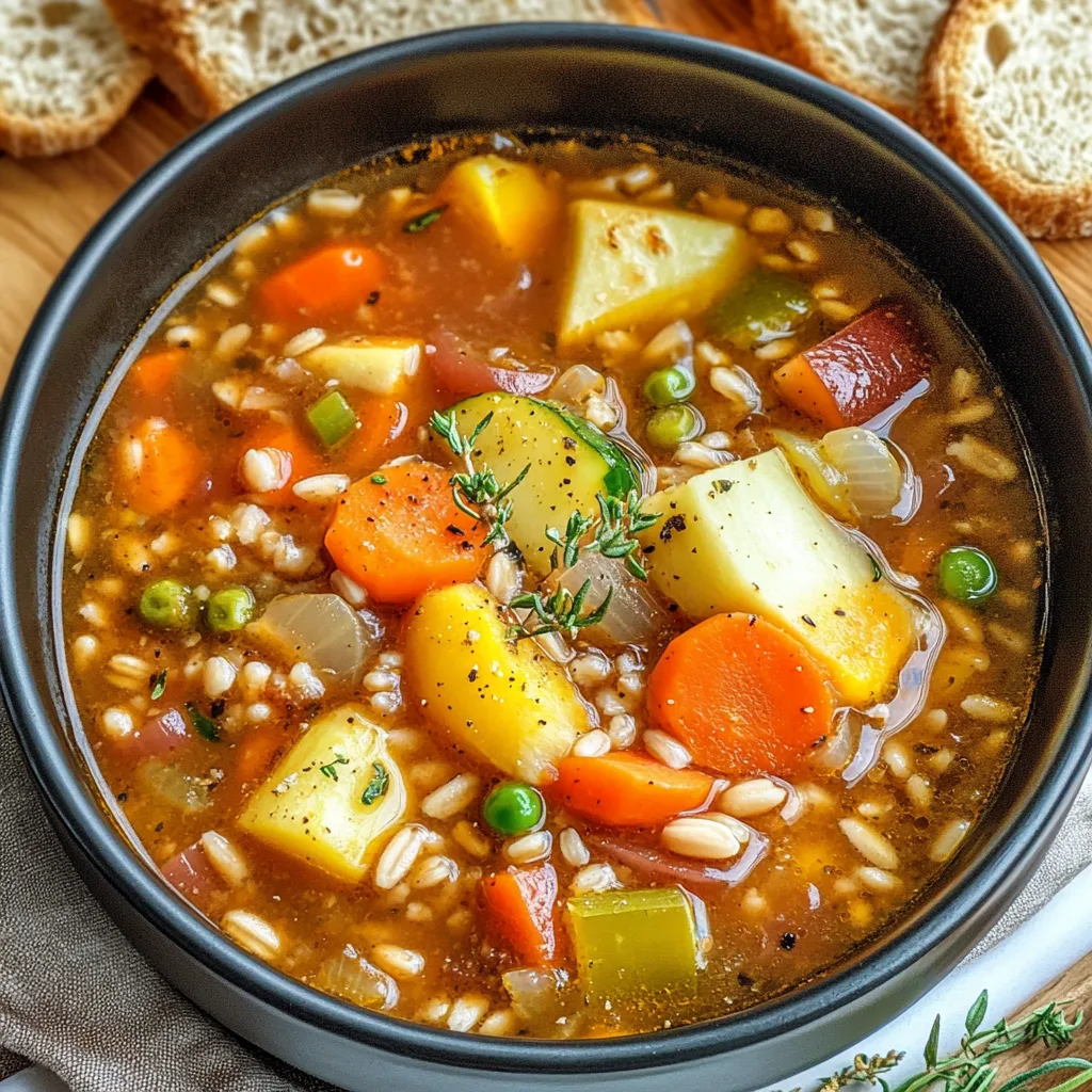 Easy Slow Cooker Vegetable Barley Soup (8+ Vegetables)