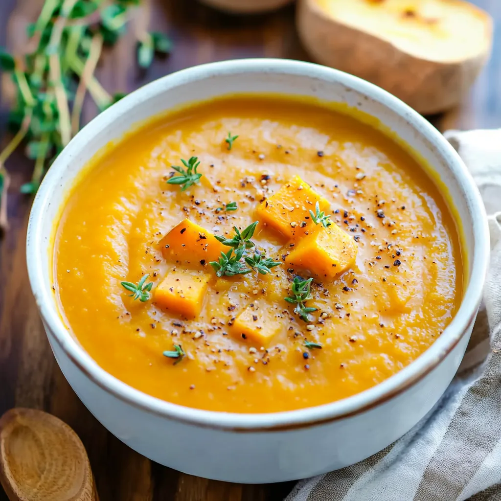 Slow Cooker Butternut Squash and Sweet Potato Soup