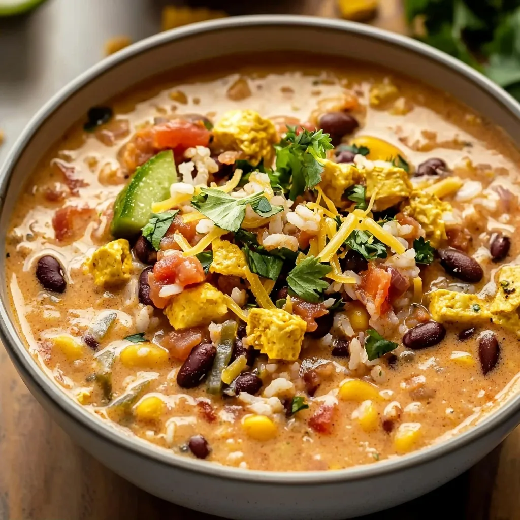 Creamy Taco Soup with Rice and Beans