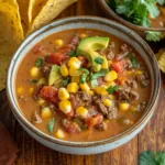 Creamy Beef Taco Soup with Corn