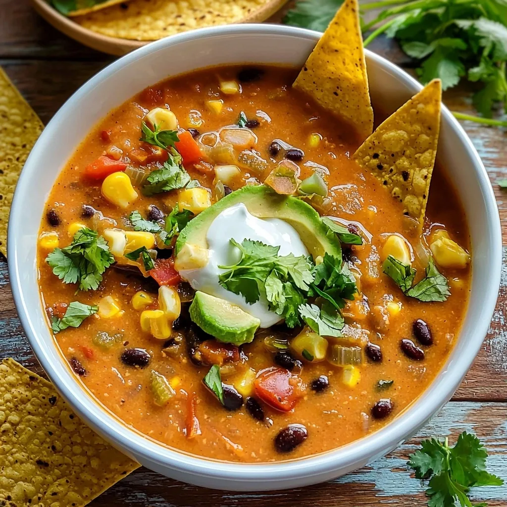 Vegetarian Creamy Black Bean Taco Soup