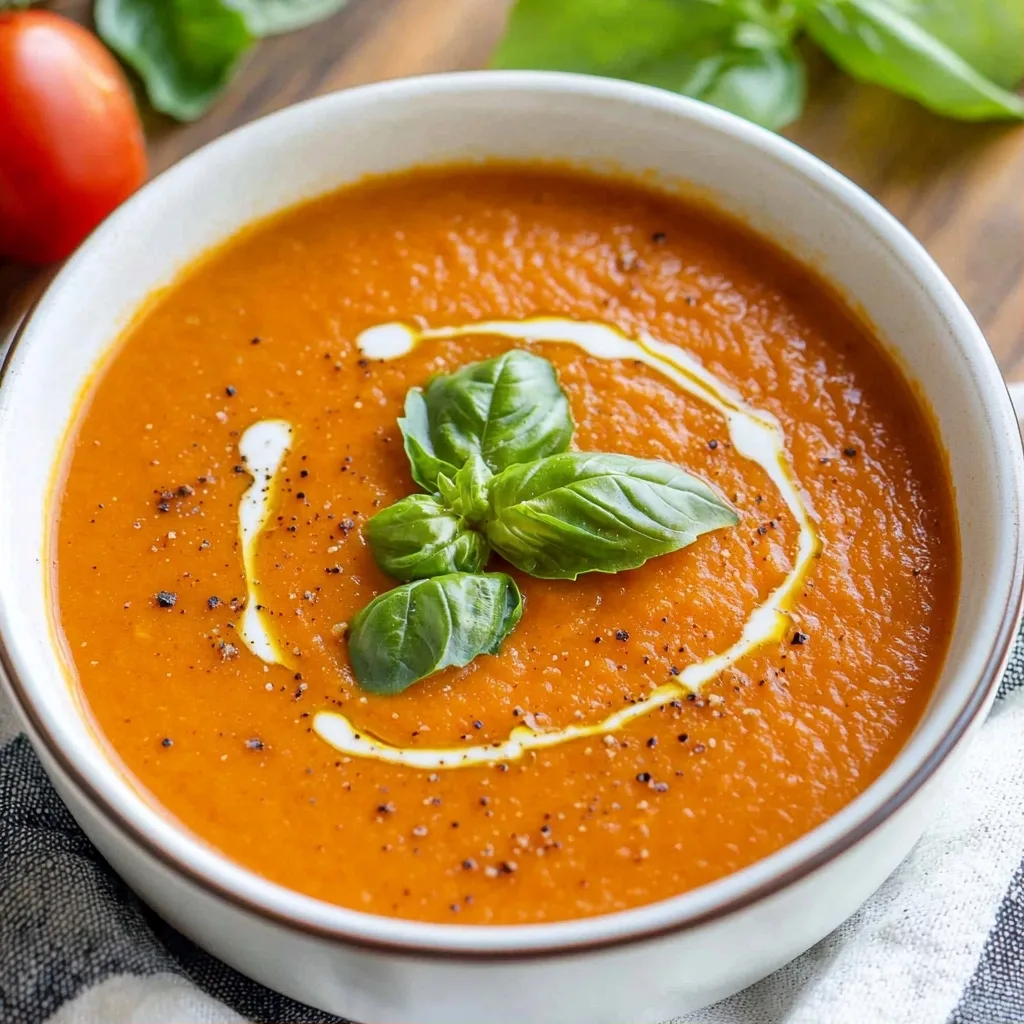 Creamy Roasted Tomato Basil Soup (Vegan)