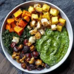 Fall Harvest Buddha Bowl With Kale Pesto Dressing