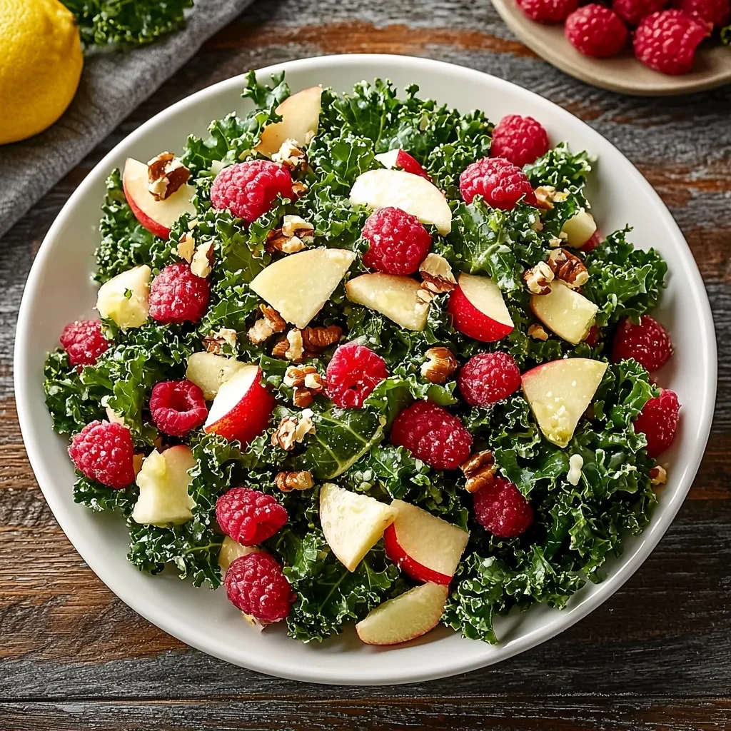 Raspberry Apple Kale Salad with Lemon Dressing