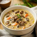 Pressure Cooker Creamy Mushroom Beef Soup