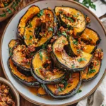 Roasted Acorn Squash Slices With Spicy Sweet Crunchies