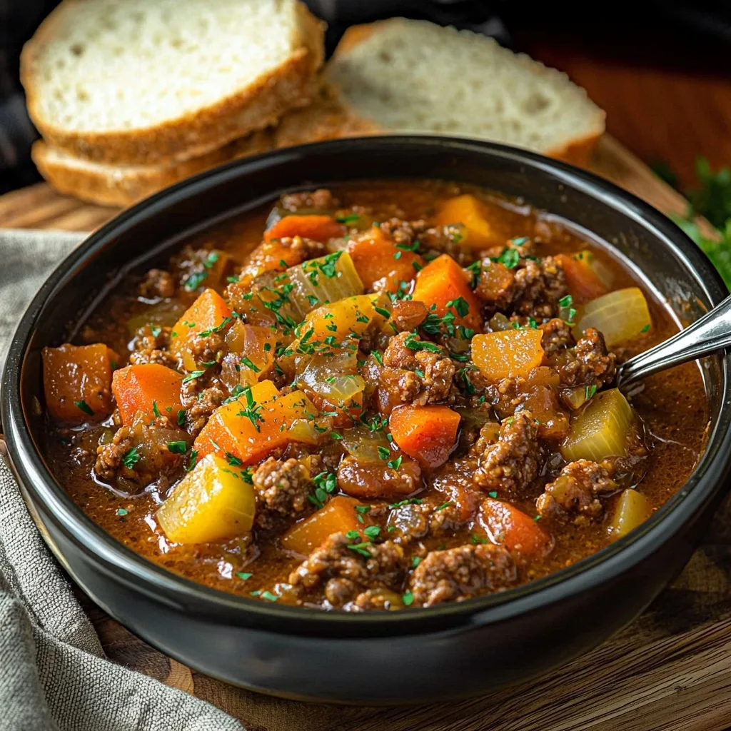 Slow Cooker Ground Beef Stew