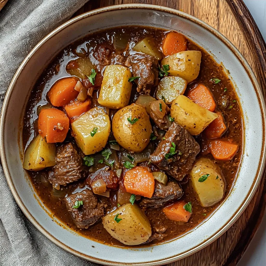 Homemade Beef Stew with Potatoes and Carrots, One Pot