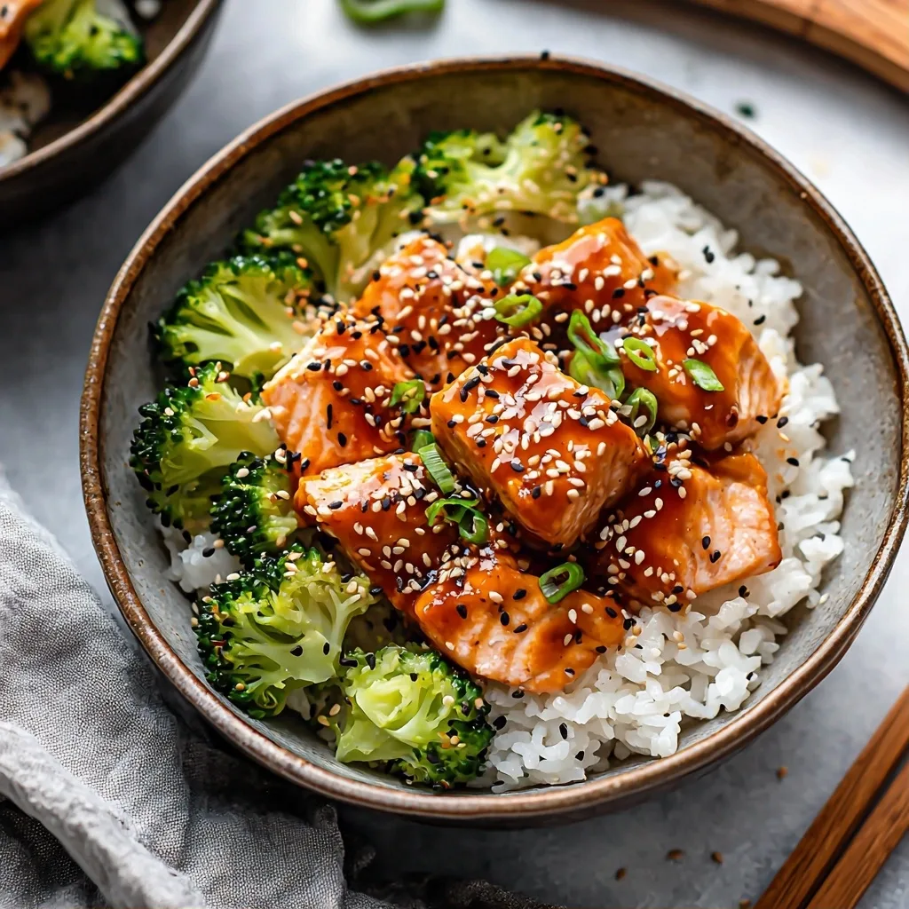 Sesame Salmon Rice Bowl with Ginger Sauce