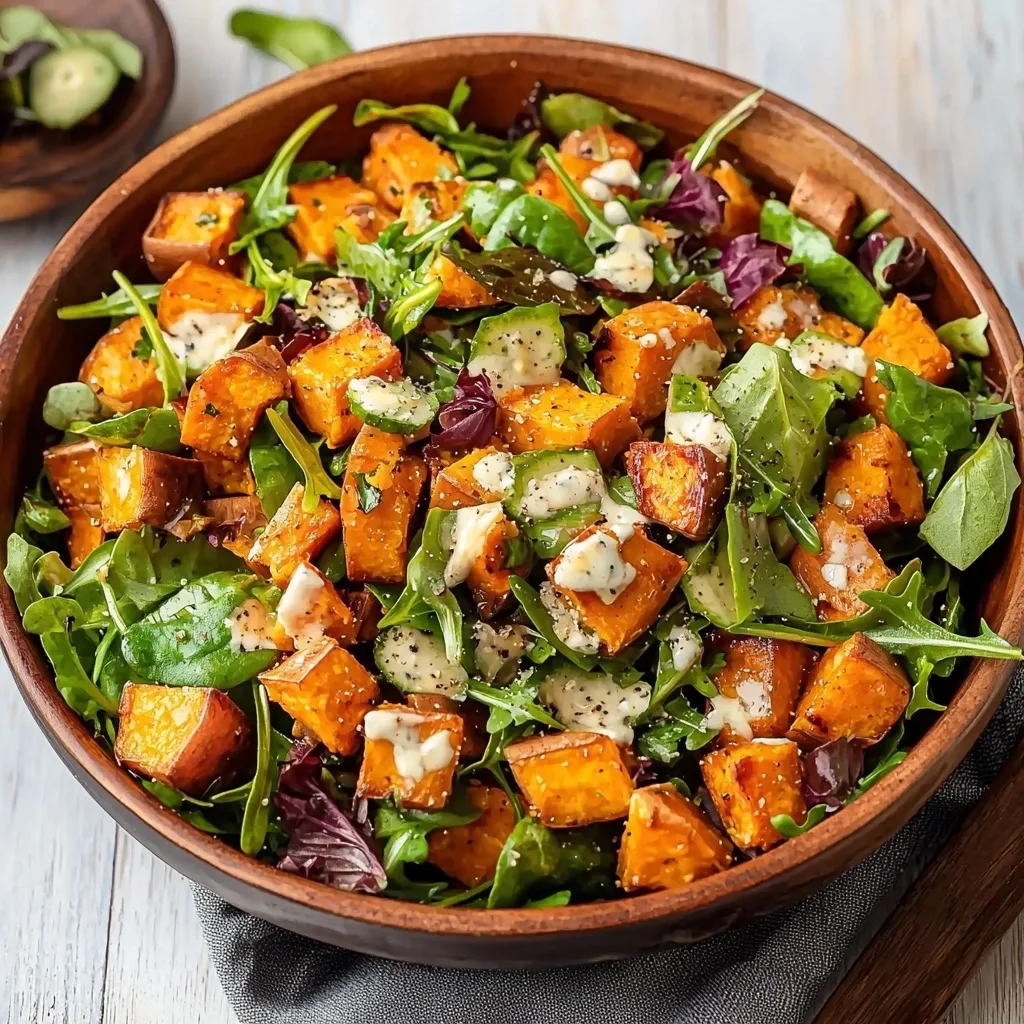 Roasted Sweet Potato Salad with Tangy Tahini Dressing