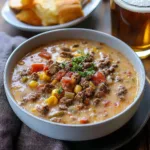 Cheeseburger Soup with Non-Alcoholic Beer